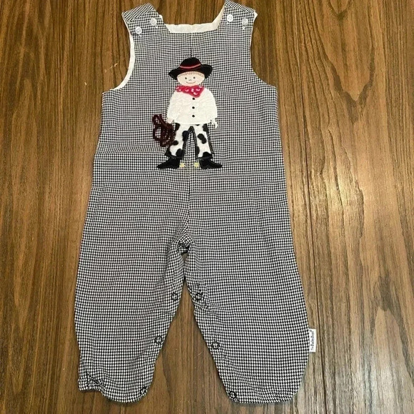 The Bailey Boys Cowboy White Black One Piece  Vintage Baby Boys Pants size 12M - Picture 16 of 17